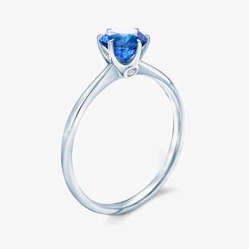 Pierścionek zaręczynowy The Journey: białe złoto, niebieski szafir